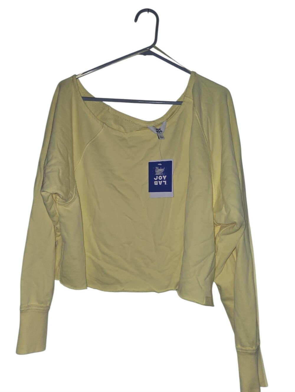 Womens JoyLab Pale Yellow Cropped Long-Sleeve Sweatshirt, Large, NWT!!!